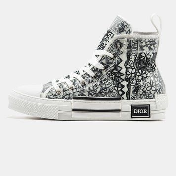 Кеди Dior B23 Sneakers High Black White 06832-37 фото